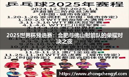 2025世界杯预选赛：合肥与佛山射箭队的荣耀对决之夜
